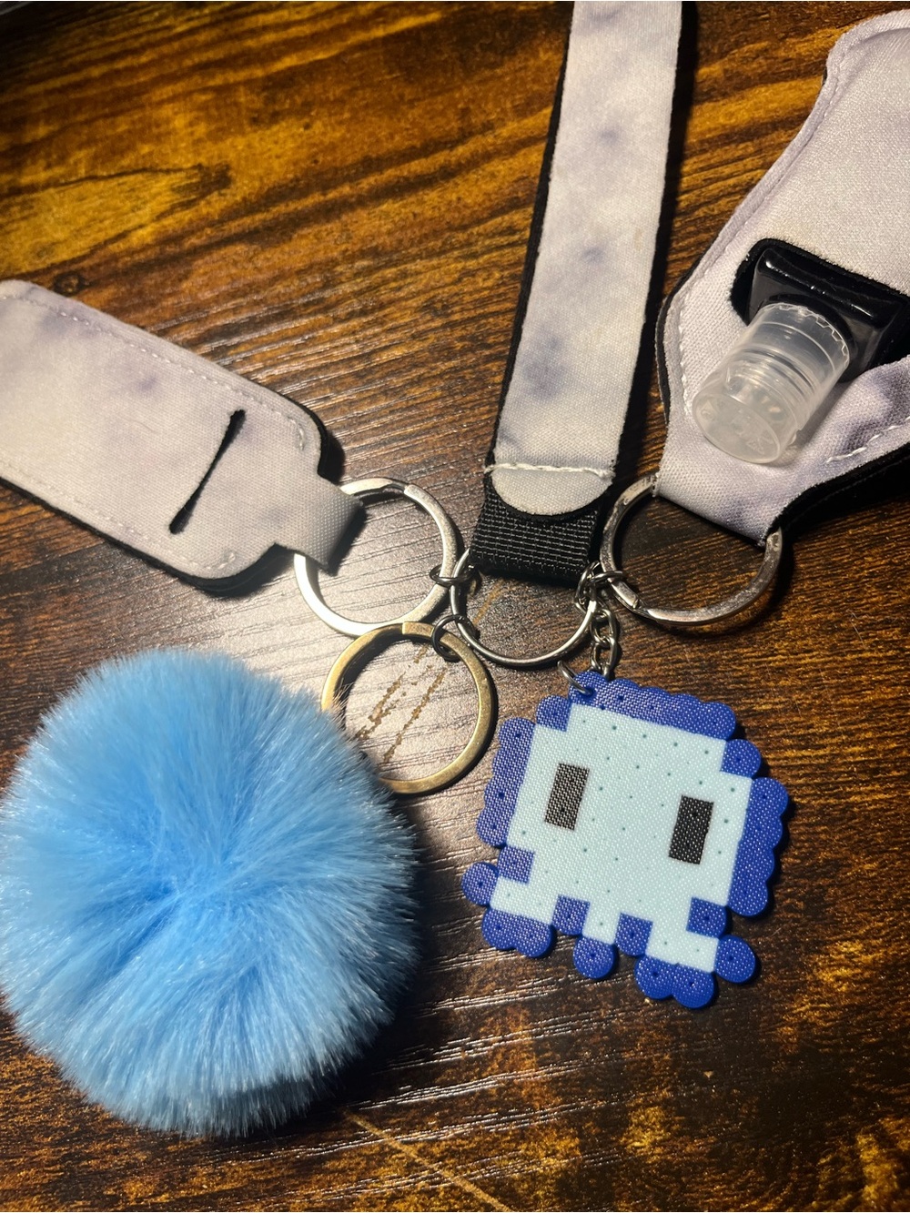 Blue Pom Pom & Pixel Squid Keychain for Kids Accessories